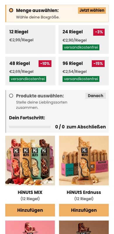 hinuts Lieblingsboxen bundler on mobile
